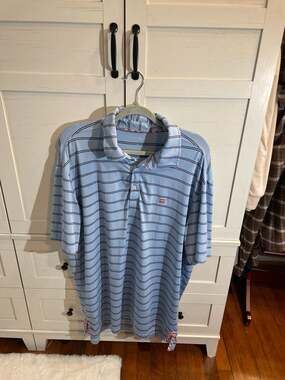 Bald Head Blues Men's Albatross Striped Performance Polo Light Blue Size XL